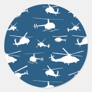 Sticker Rond L'hélicoptère silhouette le bleu marine de ////