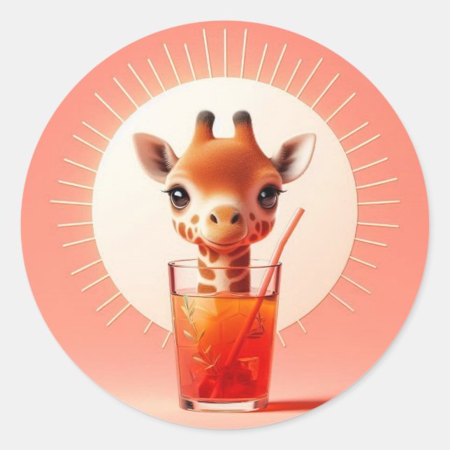 Sticker Rond L'heureuse heure de Giraffe (Devant)