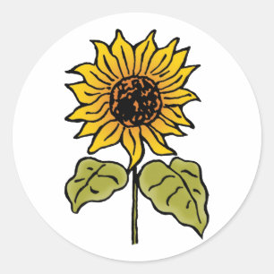 Sticker Rond L'histoire de la Fée Oz Tournesol en Fleur Vintage