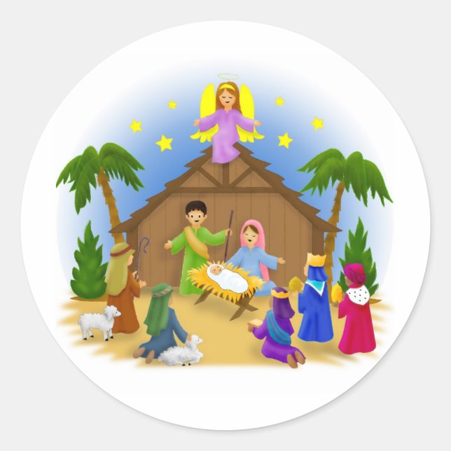Sticker Rond L'histoire de Noël (Devant)