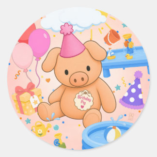 Sticker Rond L'histoire de Splashtastic rose de Hamhock !