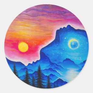 Sticker Rond L'histoire du soleil et de la lune