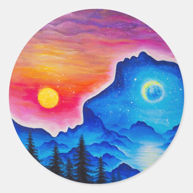 Sticker Rond L'histoire du soleil et de la lune (Devant)