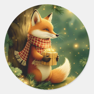 Sticker Rond L'hiver dans les pins