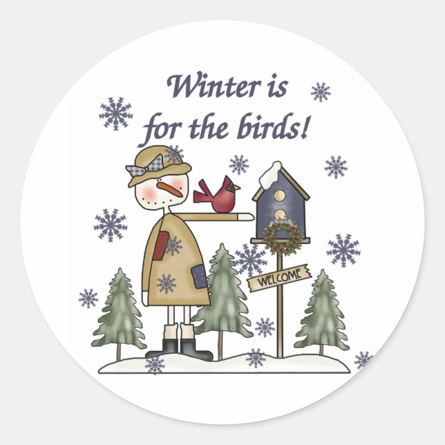 Sticker Rond L'hiver est pour les oiseaux (Devant)