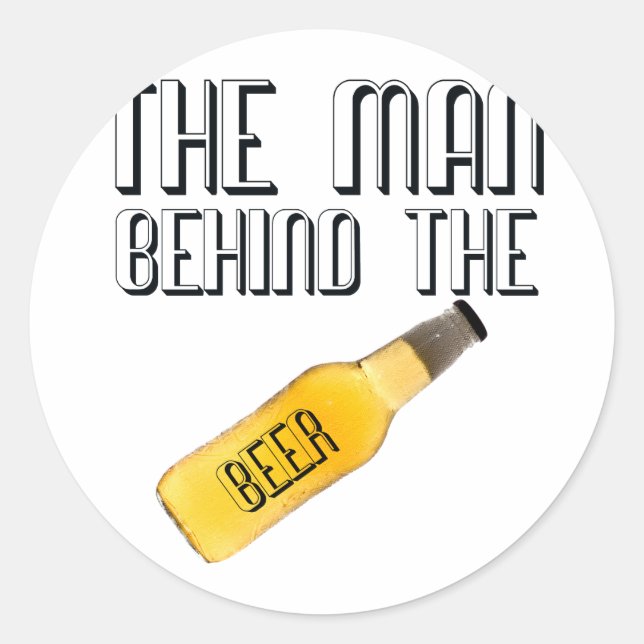Sticker Rond L'homme derrière la bière (Devant)