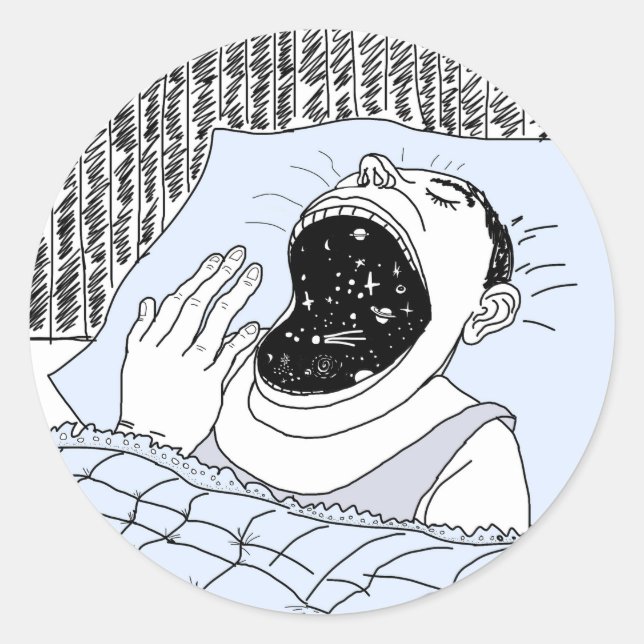 STICKER ROND L'HOMME ET LES COSMOS (Devant)