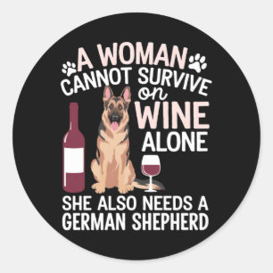 Sticker Rond L'homme ne peut survivre au vin seul, il a besoin 