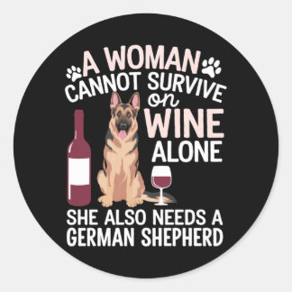 Sticker Rond L'homme ne peut survivre au vin seul, il a besoin