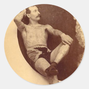 Sticker Rond L'Homme Tatoué Dans La Lune
