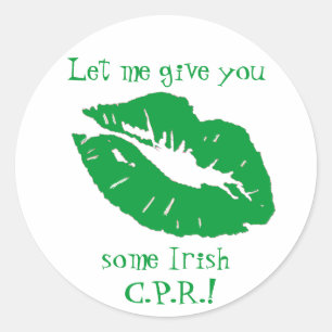 Sticker Rond L'Humour irlandais "Kiss-Fun" vert