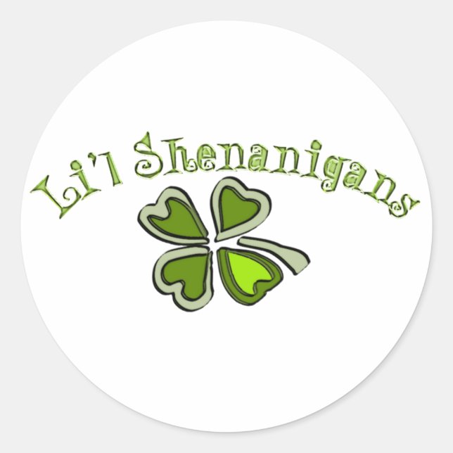 Sticker Rond Li’l Shenanigans, un Shamrock bizarre, Cartoonifi (Devant)