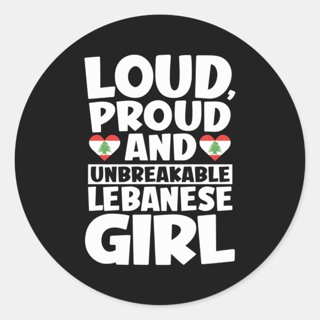 Sticker Rond Liban Drapeau fier Libanais (Devant)