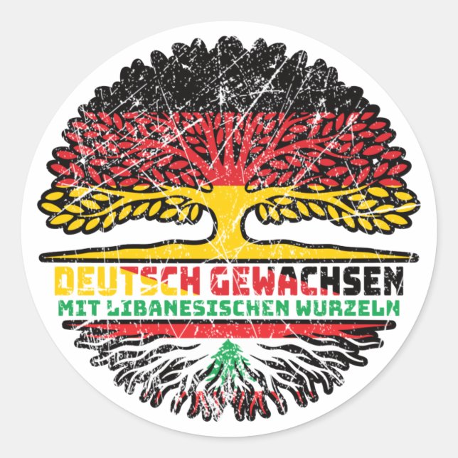Sticker Rond Liban Libanais Allemand Allemagne Baum (Devant)