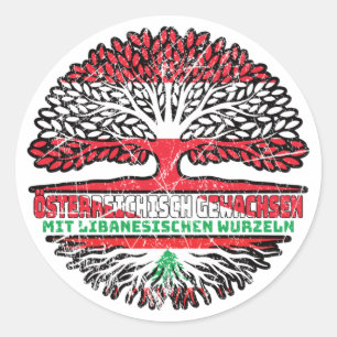 Sticker Rond Liban Libanais Autrichien Autriche Baum