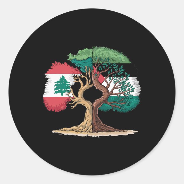 Sticker Rond Liban Palestine Drapeau libanais Palestinien (Devant)