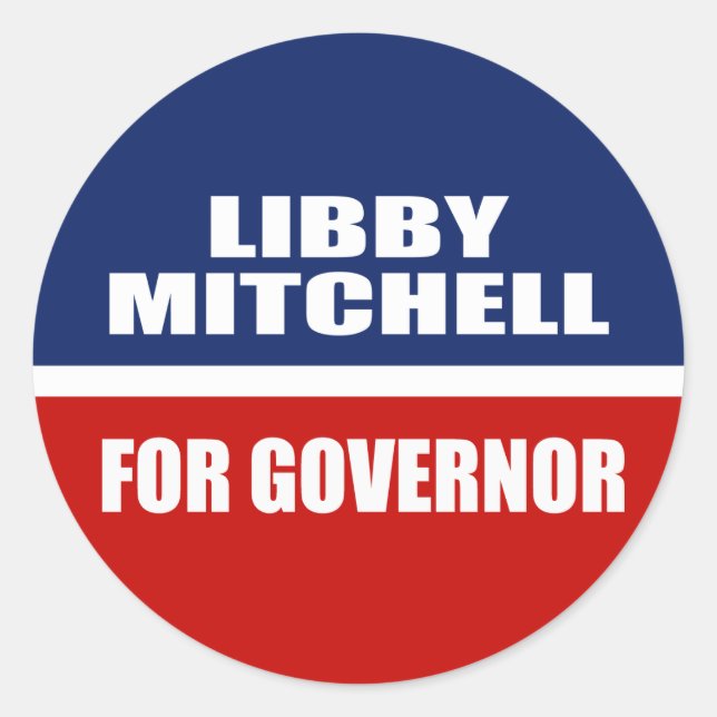 STICKER ROND LIBBY MITCHELL, GOUVERNEUR (Devant)