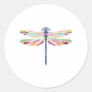 Sticker Rond libellule colorée