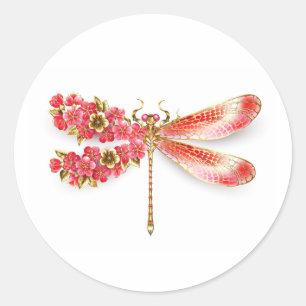 Sticker Rond libellule de fleurs avec sakura de bijoux