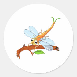 Sticker Rond libellule dorée