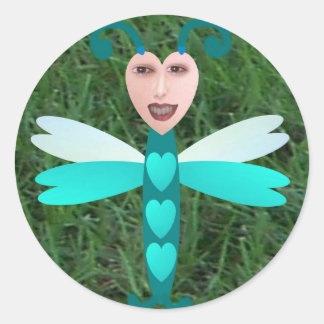 Sticker Rond Libellule heureuse
