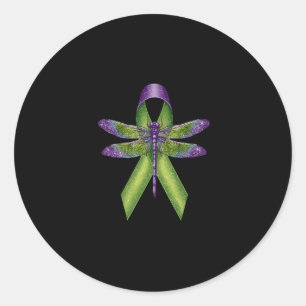 Sticker Rond Libellule Hippie Ruban Vert Paralysie Cérébrale Se