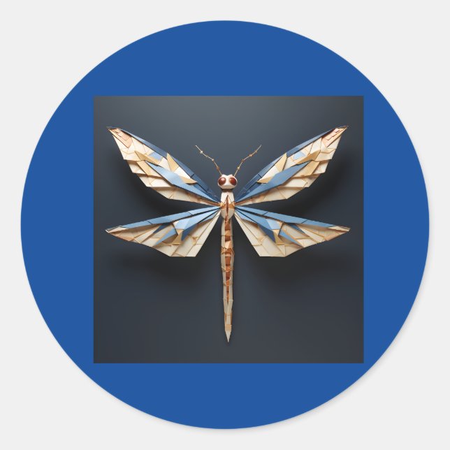 Sticker Rond libellule origami (Devant)