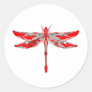 Sticker Rond Libellule rouge