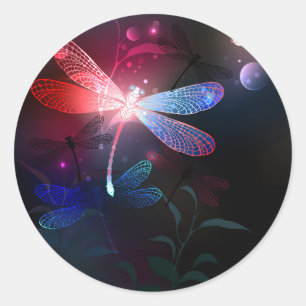 Sticker Rond libellule rouge brillante
