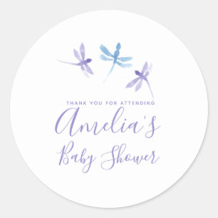 Sticker Rond Libellules Peintes à la Main Baby Shower
