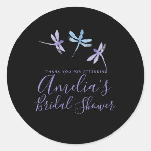 Sticker Rond Libellules Peintes à la main Mariage noir de la ma