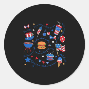 Sticker Rond Libéral 4 juillet Patriotique Subtil Coquette Anti