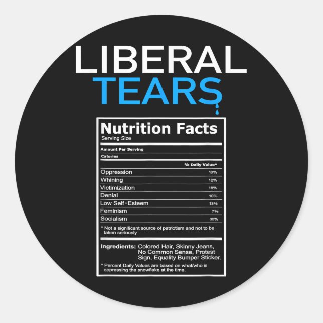 Sticker Rond Libéral Larmes Anti Libéral Pro Trump Républicain (Devant)