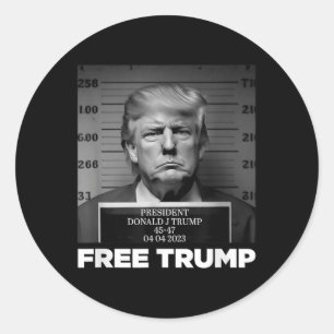 Sticker Rond Libérez Donald Trump Mushot