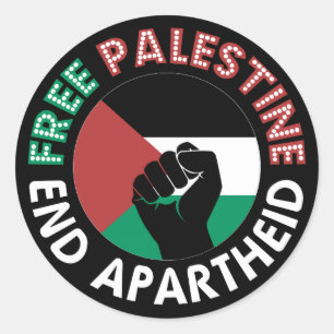 Sticker Rond Libérez la Palestine mettre fin à l'apartheid Drap