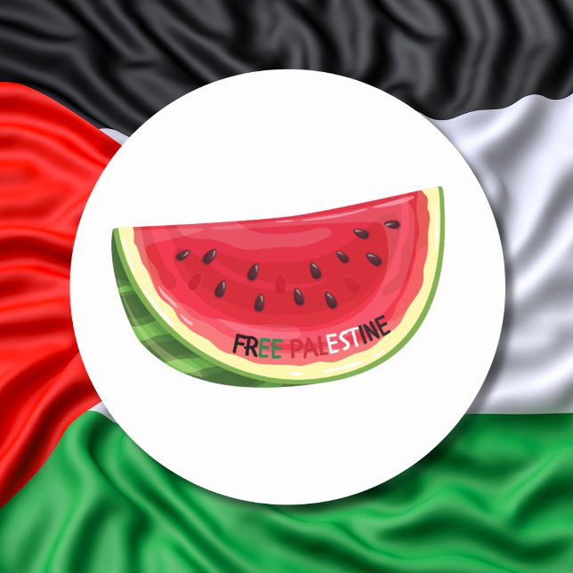 Sticker Rond Libérez la Palestine Watermelon Justice sociale (Créateur téléchargé)