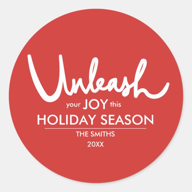 Sticker Rond Libérez Votre Joie | Festive Holiday Witty (Devant)