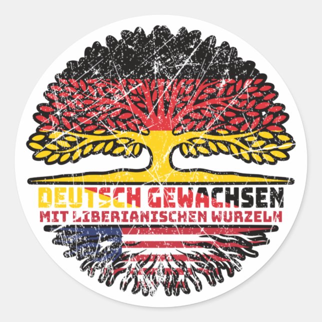 Sticker Rond Libéria Allemand Deutschland Baum (Devant)