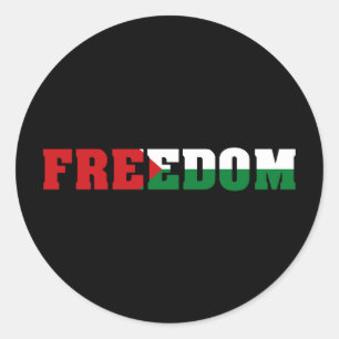 Sticker Rond Liberté   Couleurs du drapeau palestinien   Libére