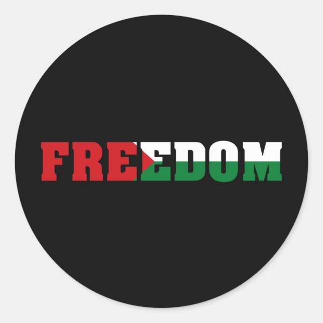 Sticker Rond Liberté | Couleurs du drapeau palestinien | Libére (Devant)