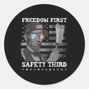 Sticker Rond Liberté d'abord sécurité troisième feux d'artifice