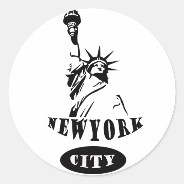 Sticker Rond Liberté Dans New York (Devant)