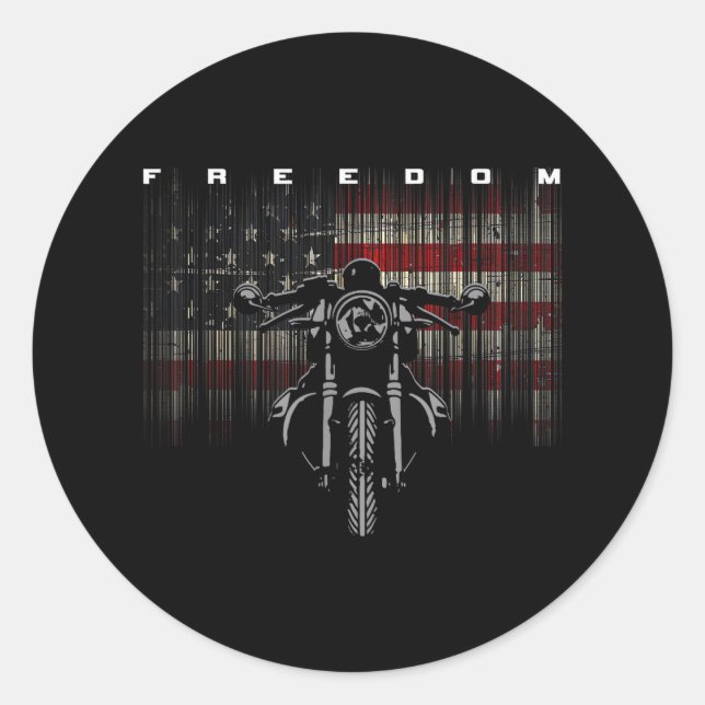 Sticker Rond Liberté de la moto drapeau américain (Devant)