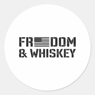 Sticker Rond Liberté et Whisky - Drapeau Usa 4 Juillet Drôle M