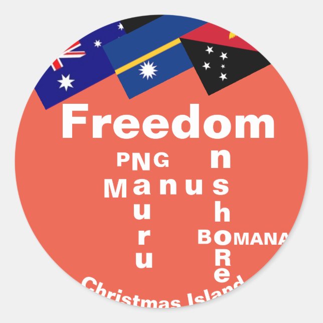 Sticker Rond Liberté pour les réfugiés - PNG Manus Nauru Onshor (Devant)