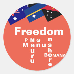 Sticker Rond Liberté pour les réfugiés - PNG Manus Nauru Onshor