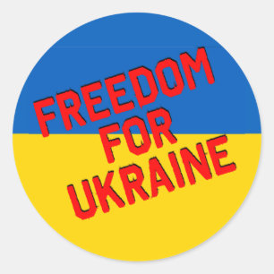 Sticker Rond LIBERTÉ POUR L'UKRAINE avec drapeau