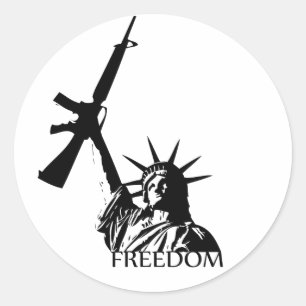 Sticker Rond Liberté - Vous avez des armes ? (Grand)