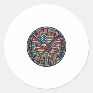 Sticker Rond Liberty Mosaic Patriotique Mosaïque Patriotique Vi
