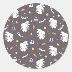 Sticker Rond Libra Loppi Tokki Bunny Zodiac Motif II